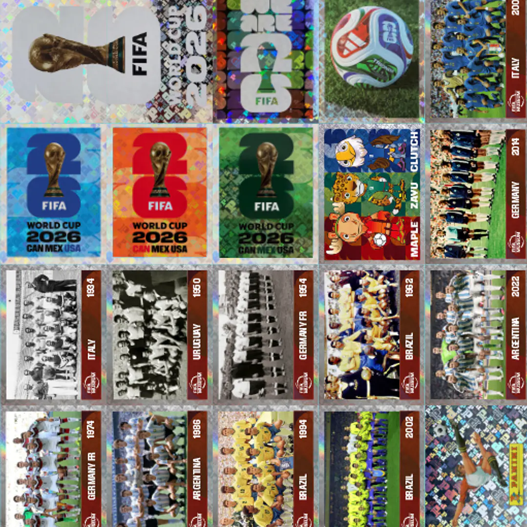 Figurinhas Holográficas FWC e Escudos das Seleções Copa 2026 para Imprimir (PDF)