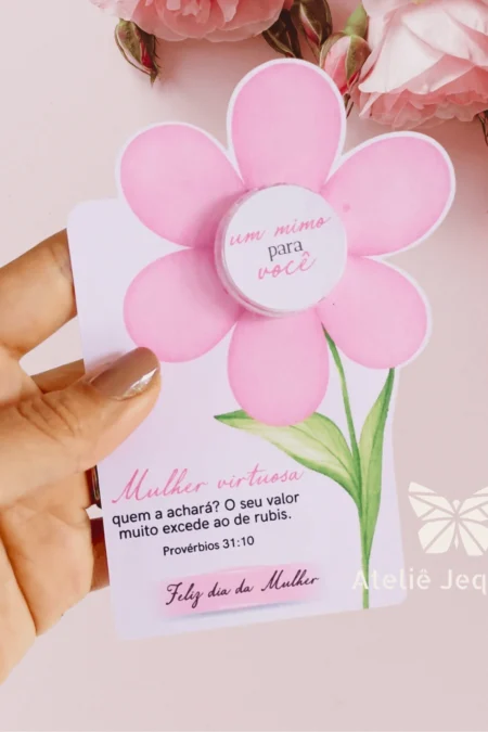 Cards Flor com Potinho Hidratante Dia da Mulher - CANVA