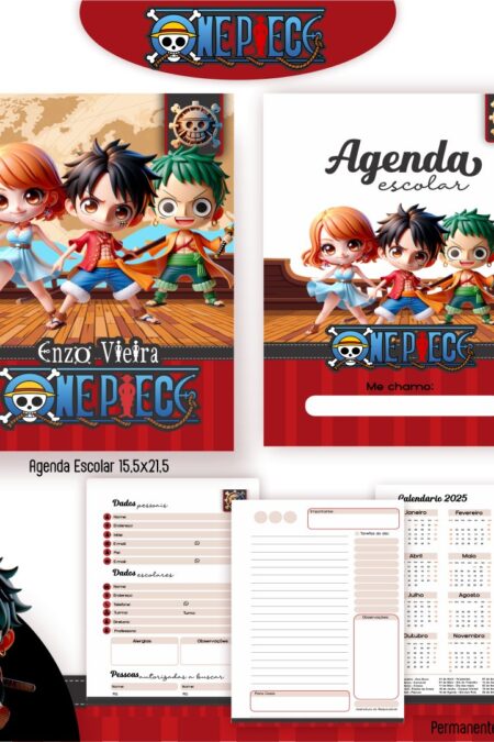 Arquivo Digital Agenda Escolar One Piece – Kit Completo Permanente (Uso Vitalício)