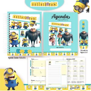 Arquivo Digital Agenda Escolar Minions 2025 – Kit Completo com Miolo Datado