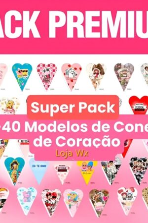 Pack Premium + 50 Moldes de Cones de Coração