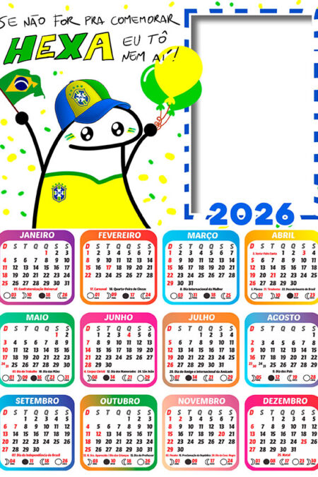 Calendário 2026 Copa do Mundo Bentô PNG Arte Digital