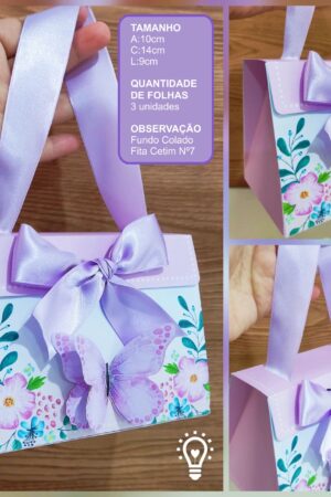 Arquivo Digital Caixa Bolsinha Borboleta Floral Lilás – Formatos PDF e Studio