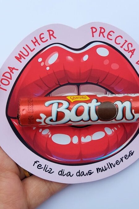 Lembrancinha Boca Baton Chocolate Dia das Mulheres