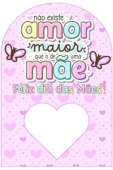 Card Gigante Coração PNG Dia das Mães