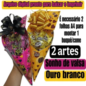 Arquivo digital Buquê Cone + Brindes de Pascoas e outros