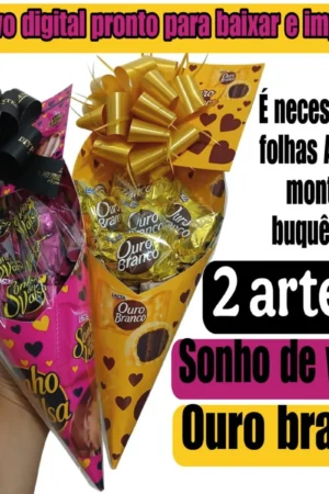 Arquivo digital Buquê Cone + Brindes de Pascoas e outros
