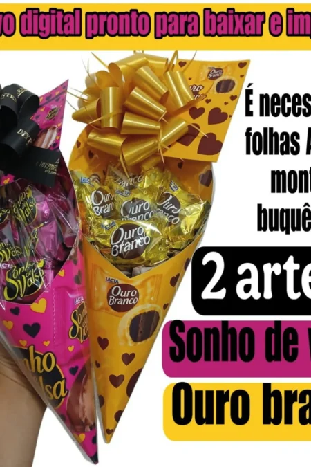 Arquivo digital Buquê Cone + Brindes de Pascoas e outros