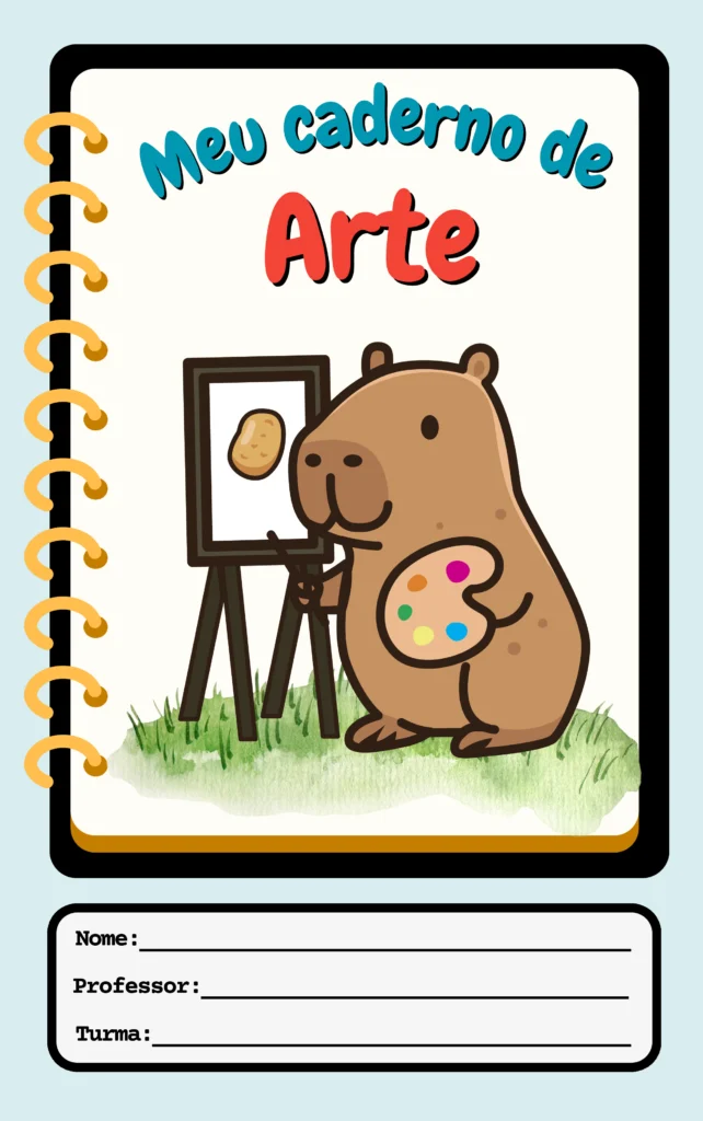 Capa de Caderno Infantil Capivara em PDF - Imagem 2