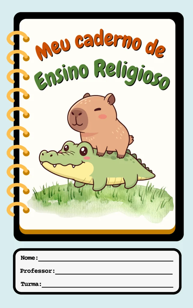 Capa de Caderno Infantil Capivara em PDF - Imagem 3