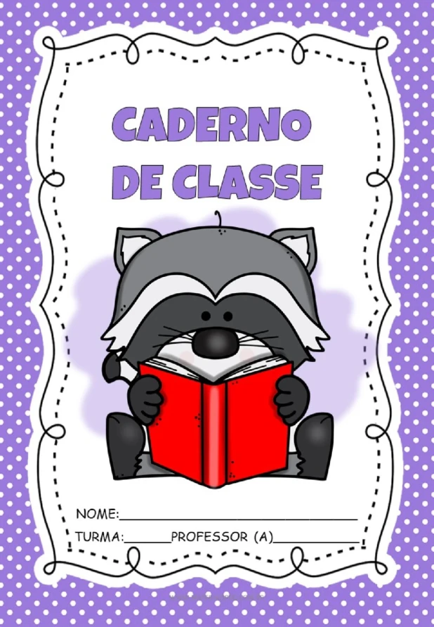 Capas de caderno guaxinim: Modelos em PDF para imprimir - Imagem 3