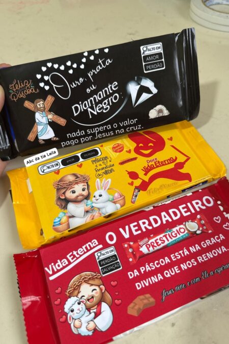 ARTE PARA BARRA DE CHOCOLATE PASCOA CRISTÃ