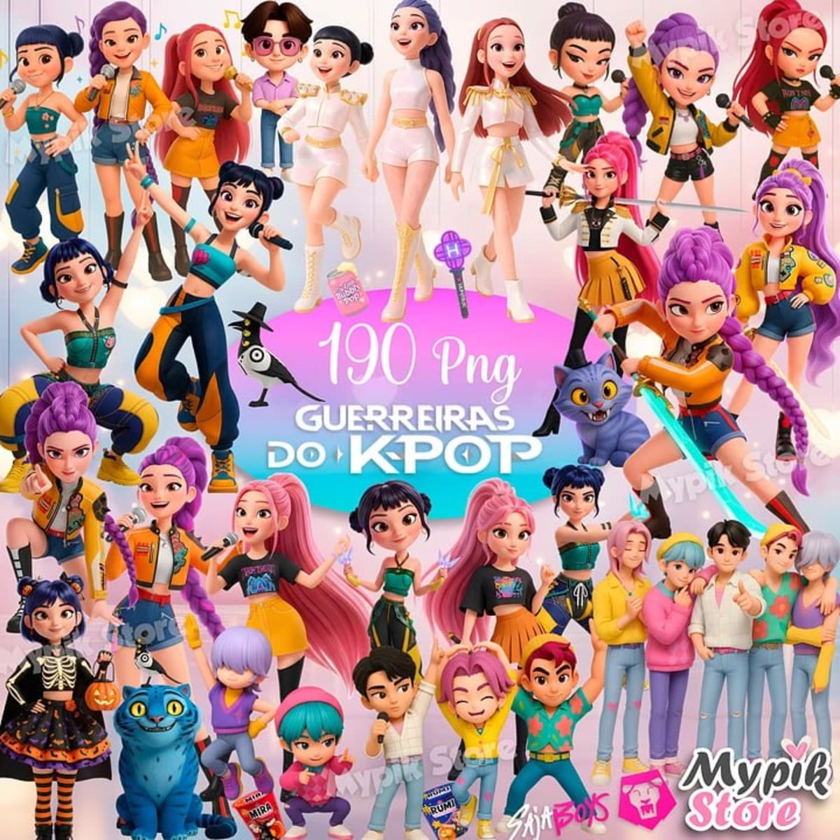 Kit Digital Guerreiras do K-pop 190 Imagens Png Alta Resolução