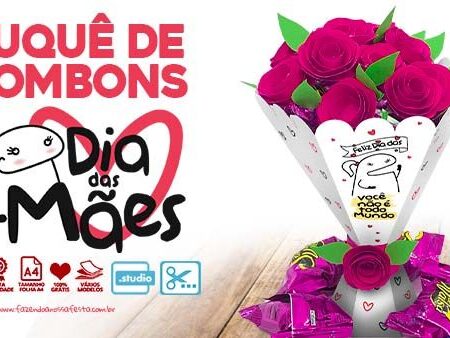CAIXA BUQUE - Buquê de Bombons dia das Mães Editavel