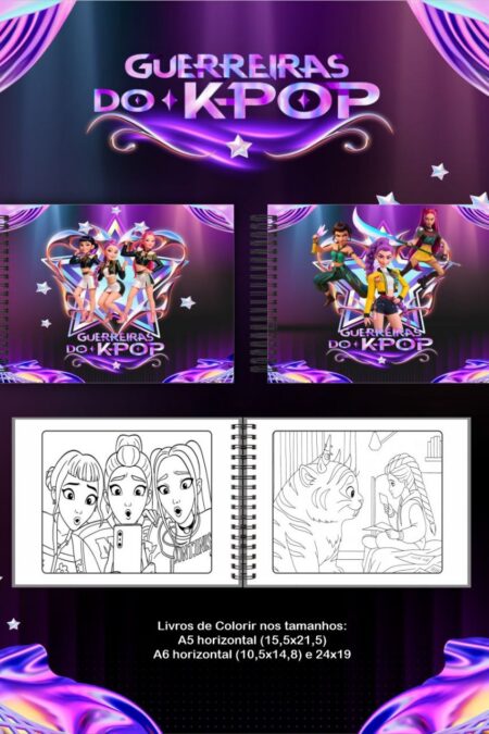 ARQUIVO DIGITAL LIVRO DE COLORIR GUERREIRAS DO K-POP A5