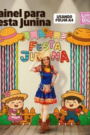 Painel para Festa Junina em Folha A4 - Arquivo Digital PDF + PNG