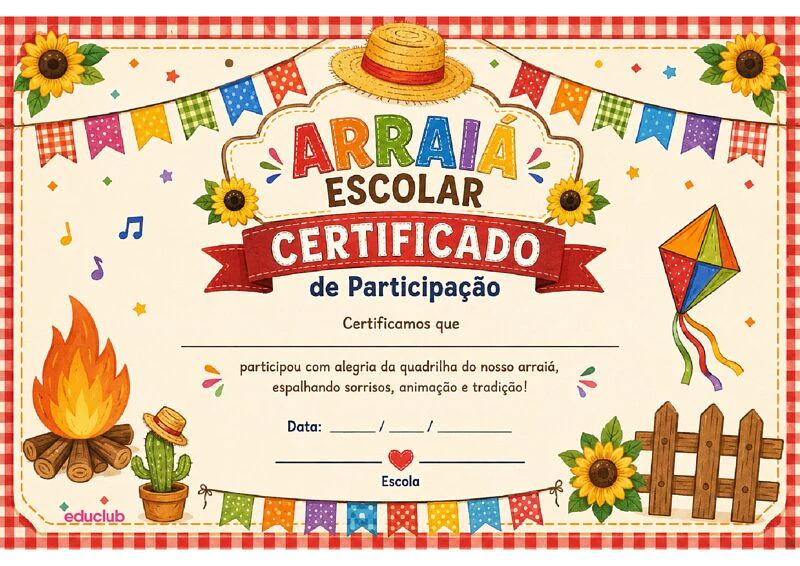 Certificado do arraiá escolar para imprimir