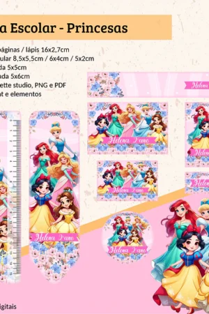Etiquetas Escolares Princesas Arquivo Digital - Editavel