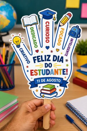 Plaquinha Dia do Estudante | Imagem Digital para Imprimir | Arquivo em Alta Resolução