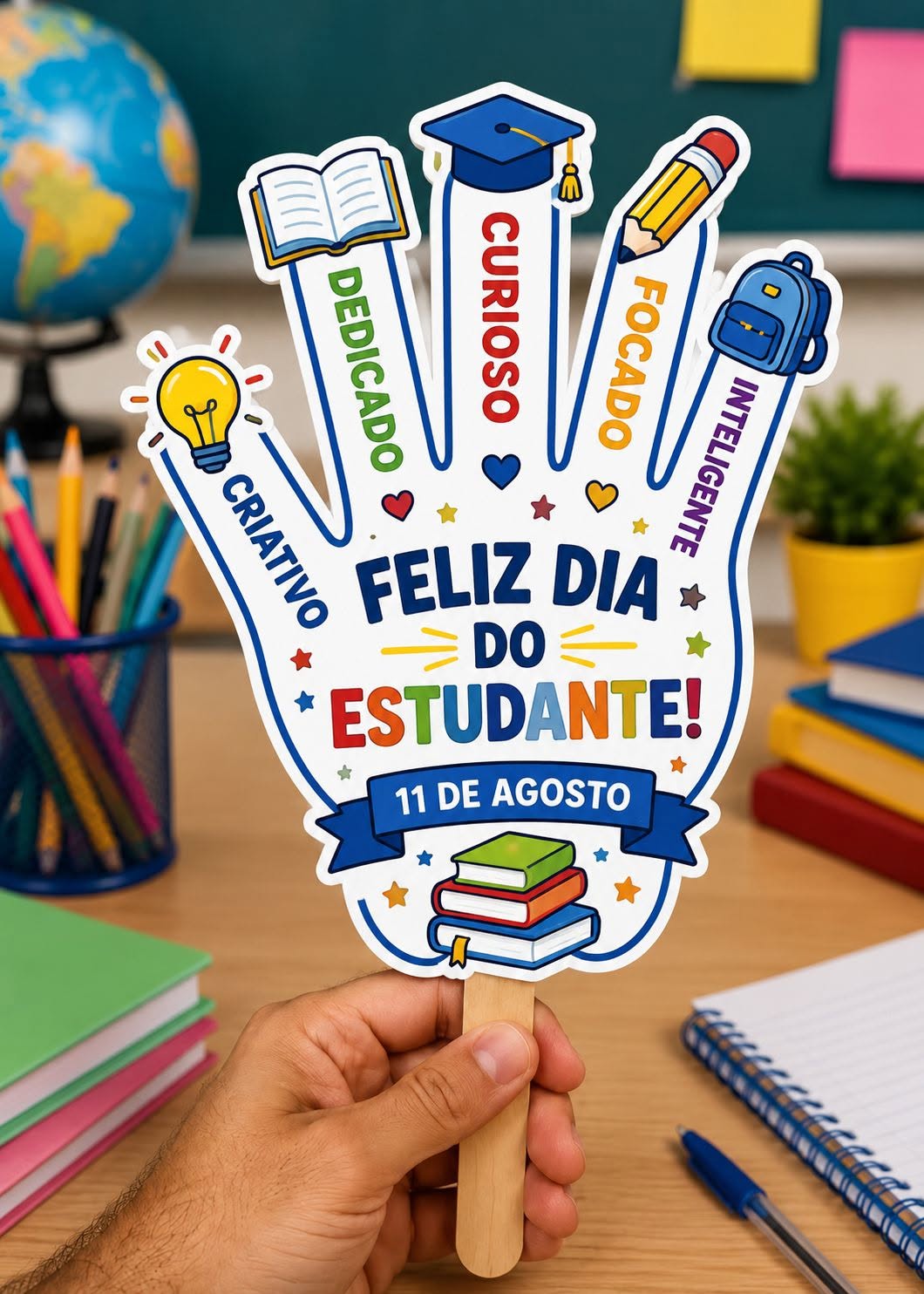 Plaquinha Dia do Estudante | Imagem Digital para Imprimir | Arquivo em Alta Resolução
