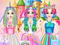 Princesses Rainbow Unicorn Hair Salon