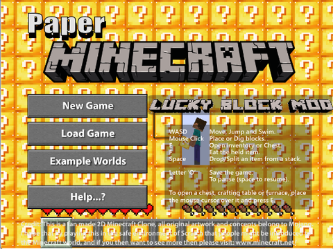 [Lucky Block mod]Paper Minecraft v11.1 - Jogos Online