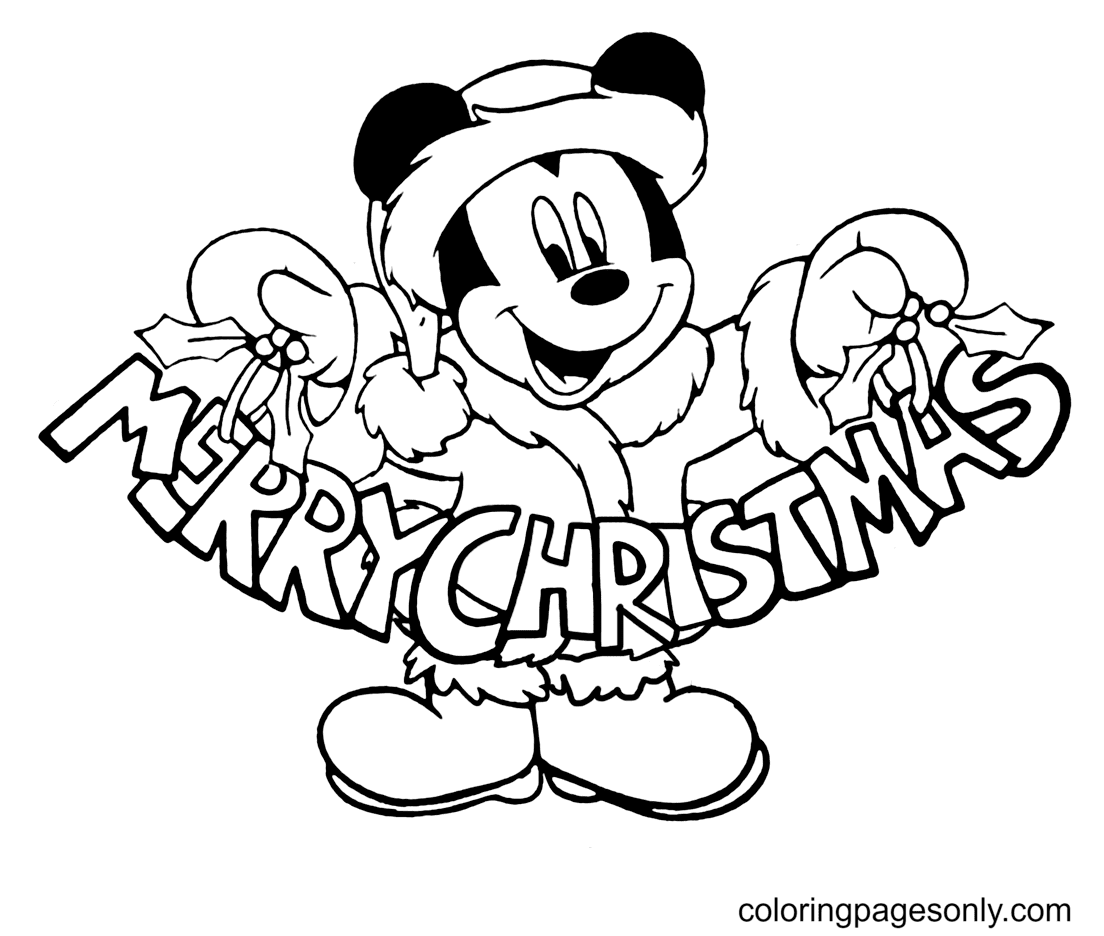 Desenhos de Feliz Natal do Mickey para colorir