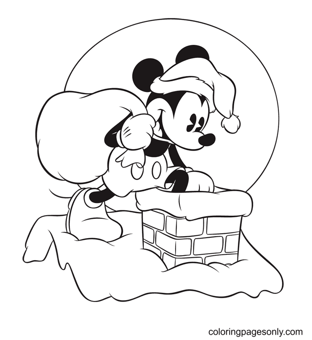 Desenhos para colorir de Papai Noel do Mickey Mouse
