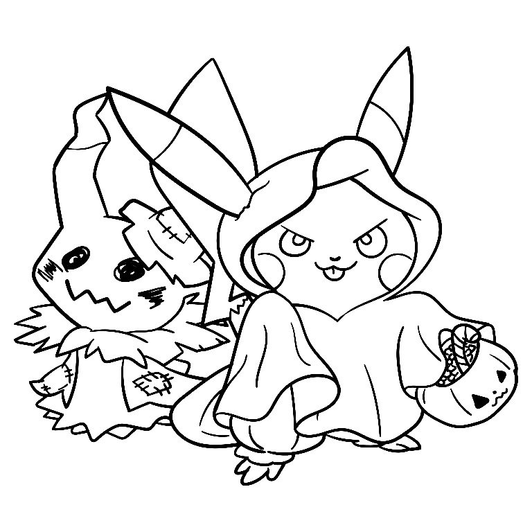 Pokemon Pikachu Halloween para Colorir