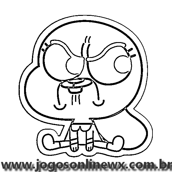 Desenho de Gumball jogando game para colorir - Tudodesenhos