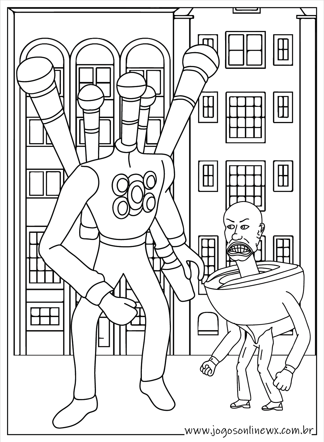 Microphone Mecha Boss And Skibidi Toilet para Colorir