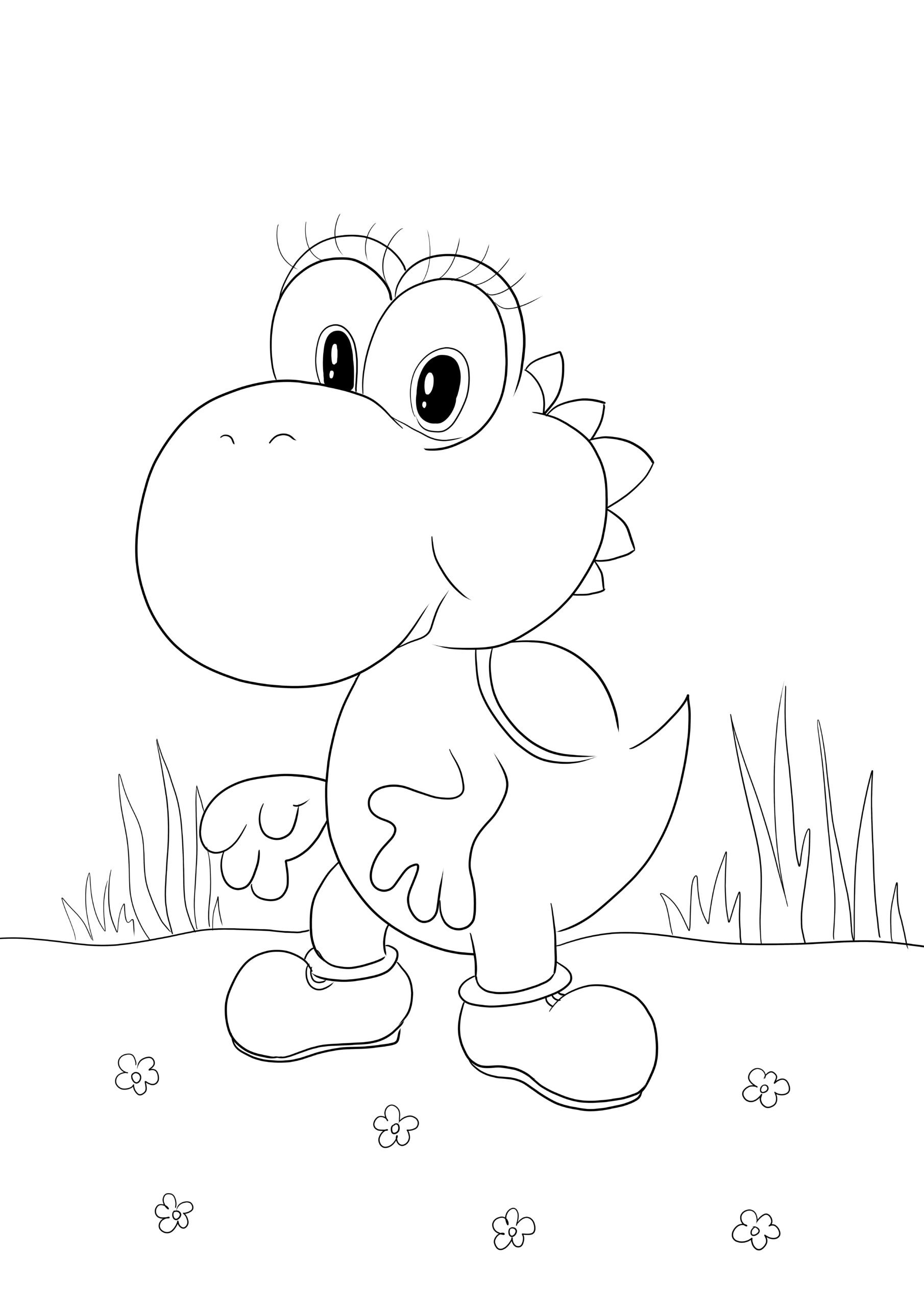 Baby Yoshi de Super Mario para imprimir gratuitamente para crianças