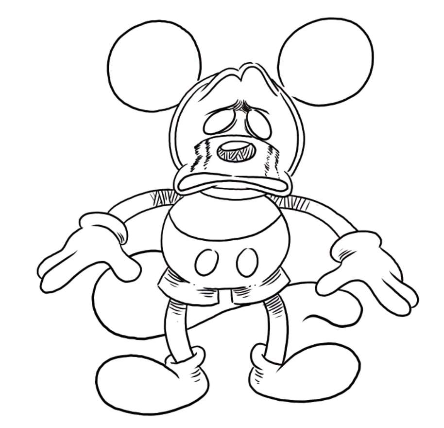 Para Colorir FNF Rato Mickey Triste Imprimir