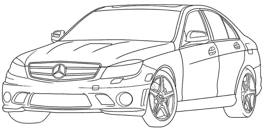 Para Colorir Mercedes C-Classe Imprimir