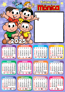 Calendário 2025 Turma da Mônica PNG