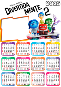 Moldura Calendário 2025 Divertidamente 2 PNG