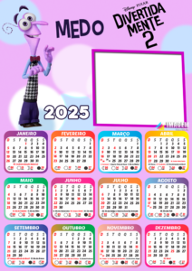 Moldura Calendário 2025 Medo Divertidamente 2 PNG