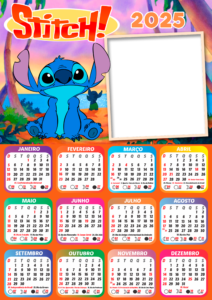 Moldura Calendário 2025 Stitch PNG