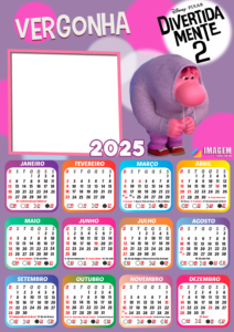 Moldura Calendário 2025 Vergonha Divertidamente 2 PNG