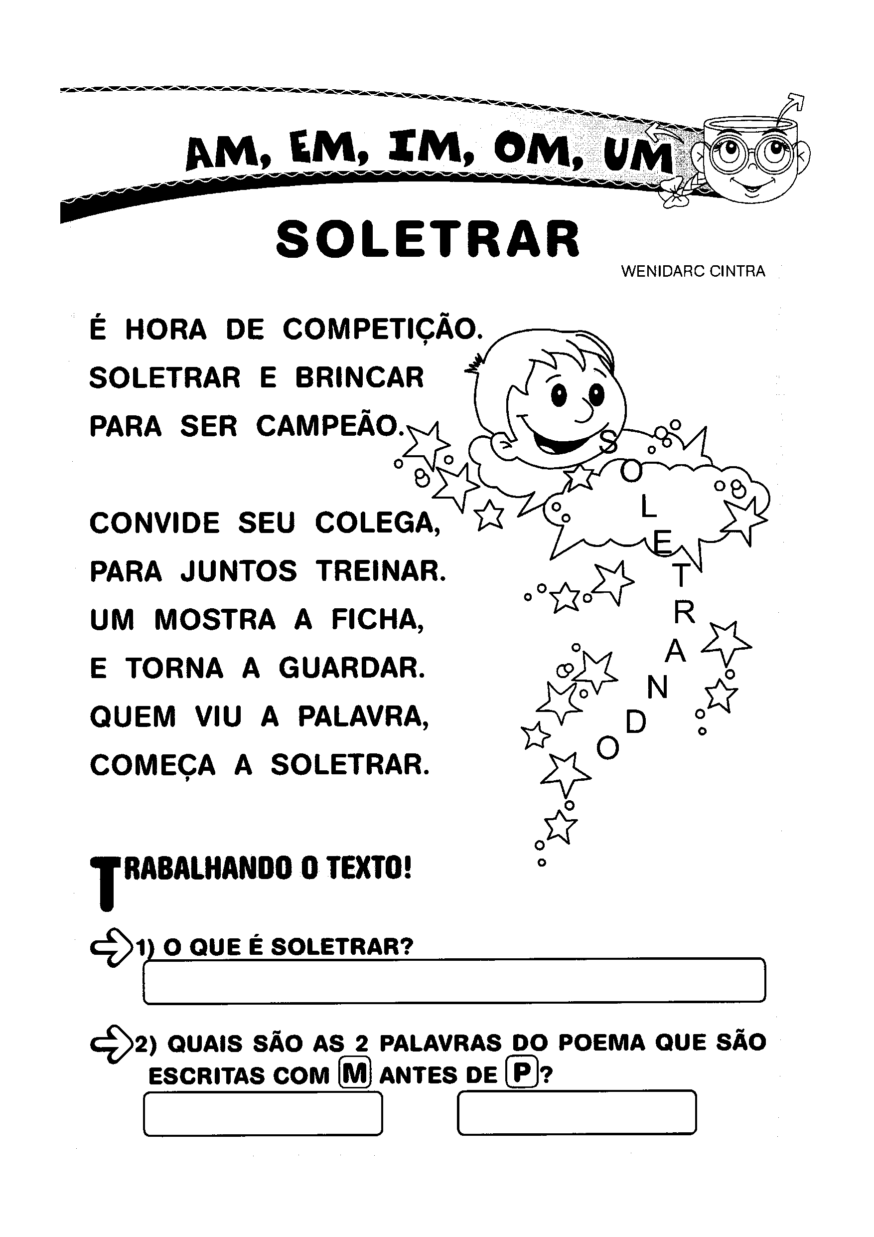 Atividades de Ortografia com a AM, EM, IM, OM e UM para Alfabetização