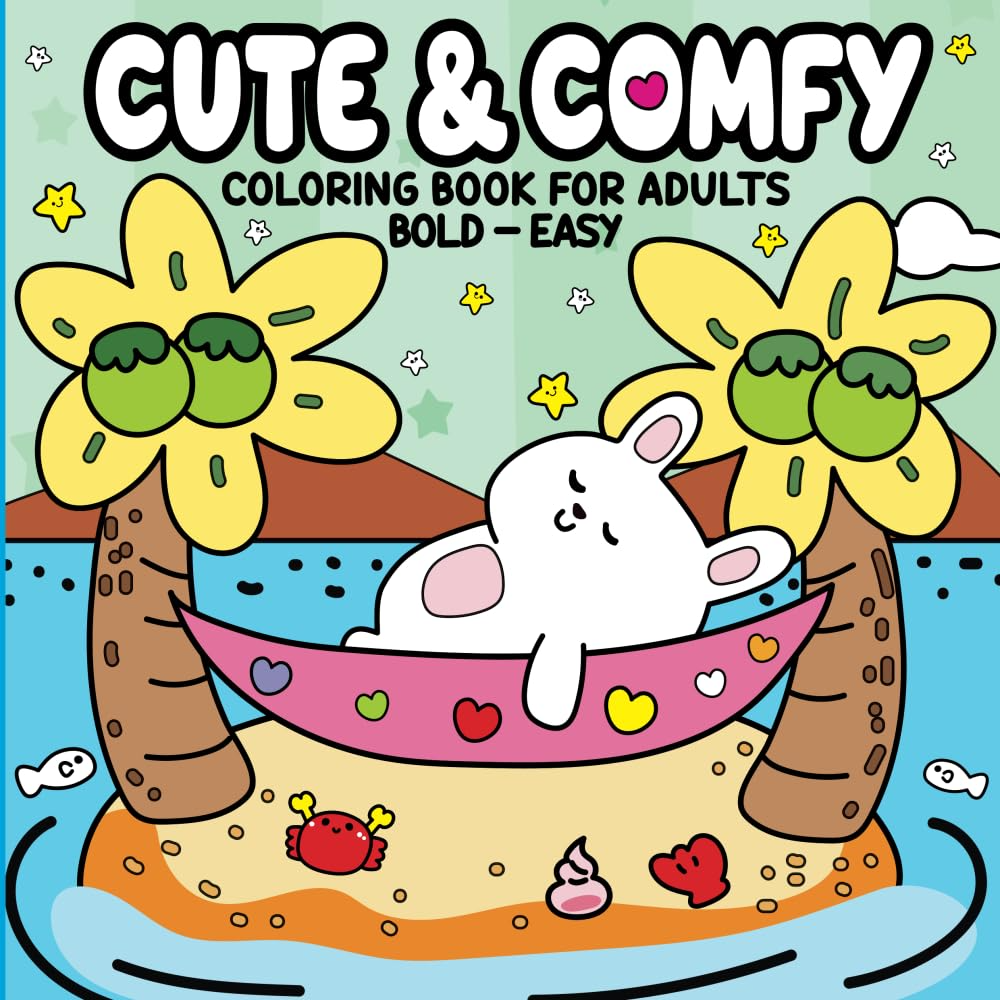 Cute & Comfy Coloring Book for Adults – Bold Easy – Livro de Colorir Adulto