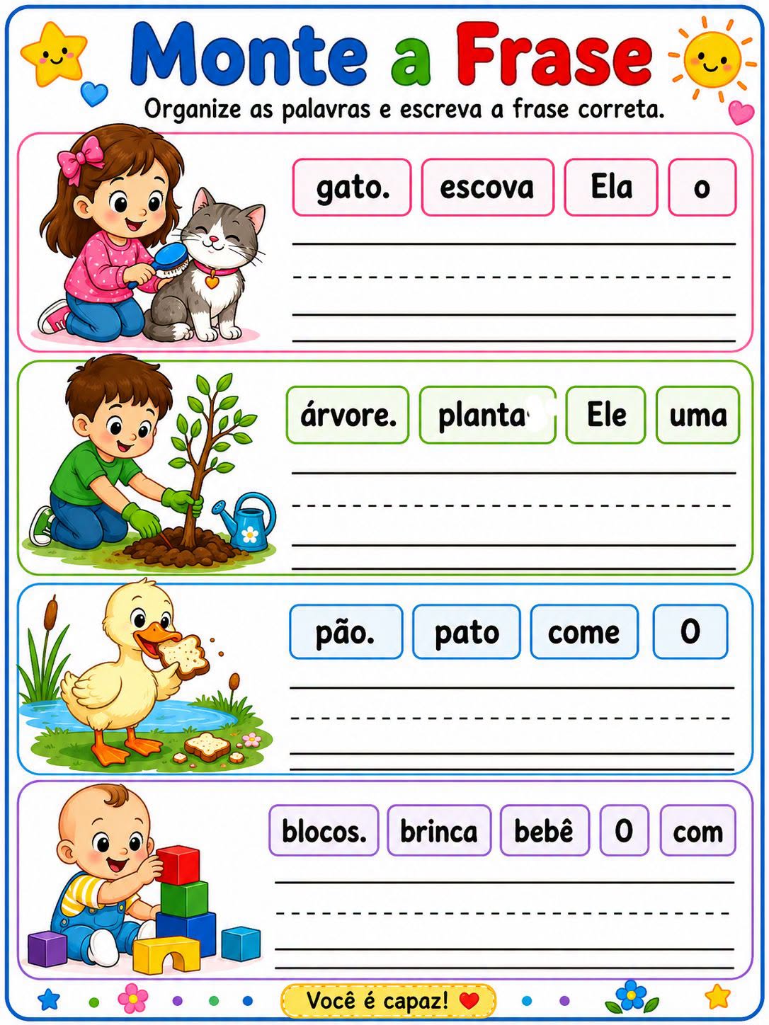 Atividade infantil Monte a Frase.