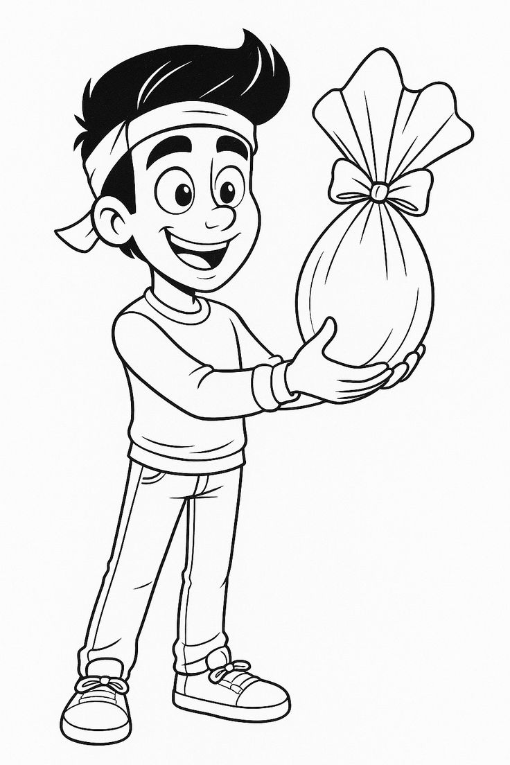 Enaldinho com ovo de Pascoa para Colorir
